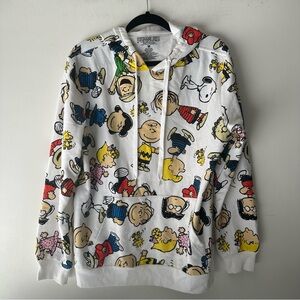 Peanuts Gang Sweatshirt Hoodie White Men’s Size Medium Snoopy Charlie Brown